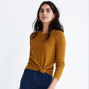 Madewell Texture & Thread Front Knot Ribbed Jacquard Top pumpkin Small